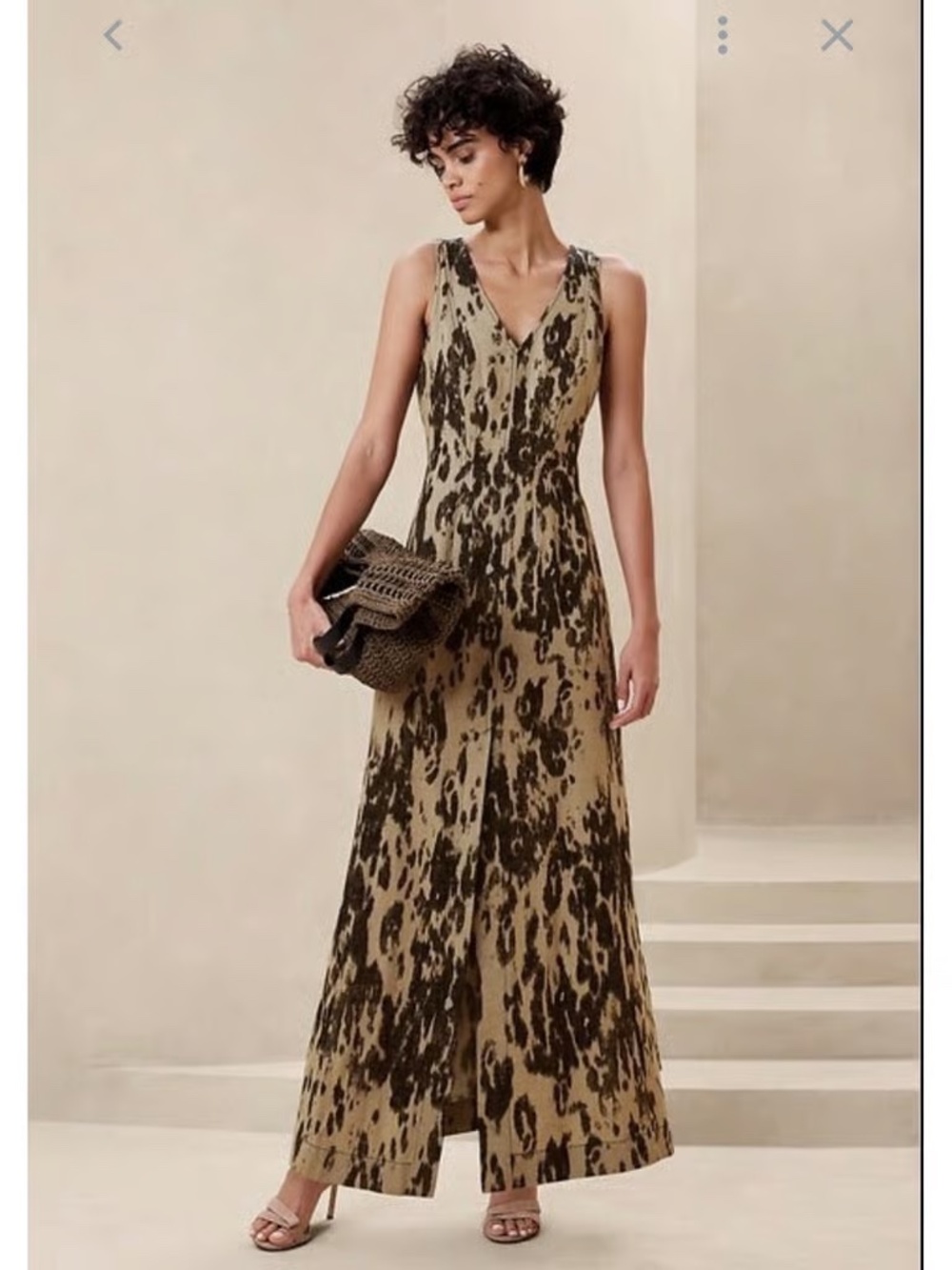 Banana Republic Linen Blend Animal Print Maxi Dress